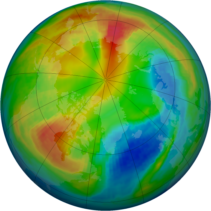 Arctic ozone map for 15 February 1993